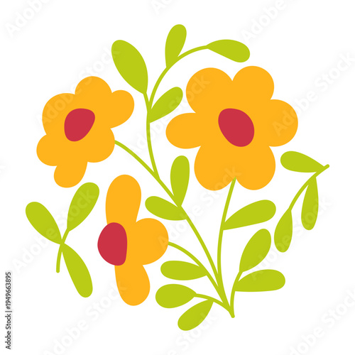 buttercup flower. groovy abstract bloom. circle wildflower plant. nature ornament