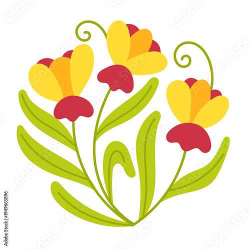 tulip flower. groovy abstract bloom. circle spring flower. floral ornament