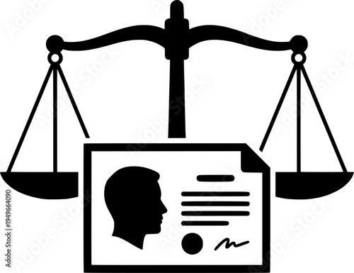 Silhouette vector of ethics in AI scale icon representing balance, fairness, justice, and responsible technology.
