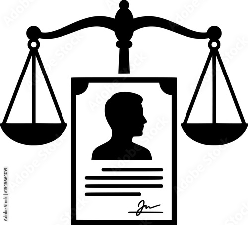 Silhouette vector of ethics in AI scale icon representing balance, fairness, justice, and responsible technology.
