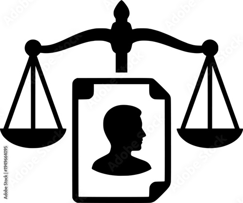 Silhouette vector of ethics in AI scale icon representing balance, fairness, justice, and responsible technology.

