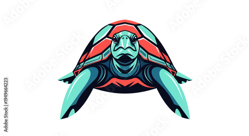 Stylized turtle illustration aquatic animal depiction on white background