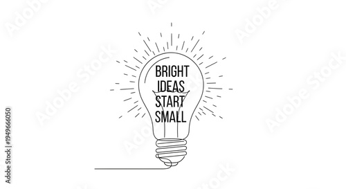 Bright Ideas Start Small Light Bulb Drawing - Inspiration, Creativity, Innovation