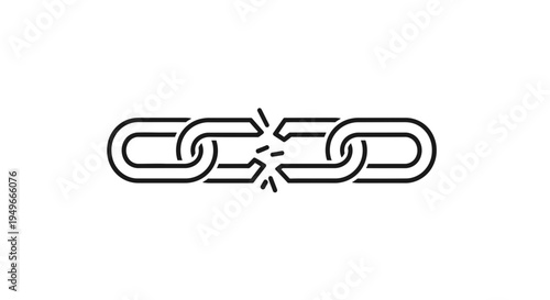 Broken Chain Link Symbolizing Failure, Disconnection, and Weakness