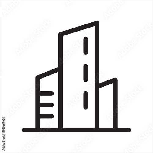 Skyscraper, business district, construction company outline icon. Line sign big high building, city, megapolis. Vector isolated pictogram for web and app on white background editable stroke.