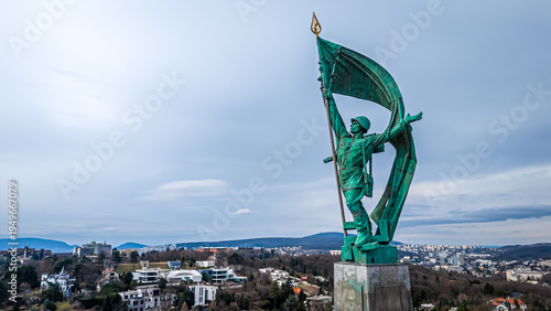 Canvas Print Slavin War Memorial Bratislava aerial view of monument and plaza