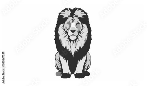 Majestic lion with detailed mane vintage wildlife vector illustration