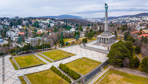 Photography Slavin War Memorial Bratislava aerial view of monument and plaza