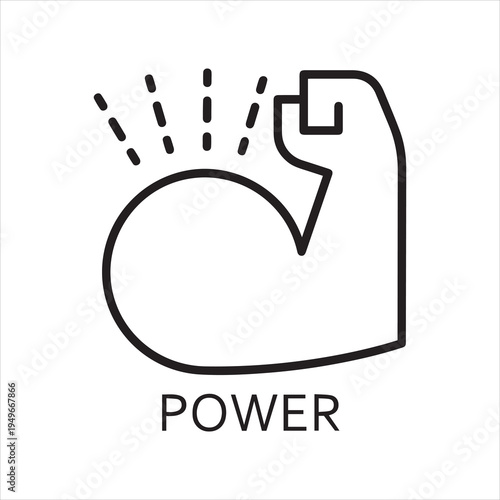 line vector icon power as muscle hand
