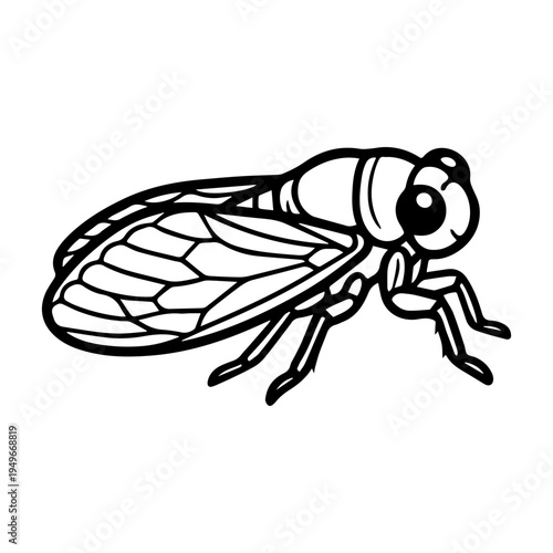 Cicada Insect Line Art