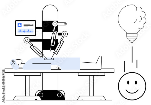 Robotic surgery. Robotic systems enhancing medical precision and innovation in healthcare. Robotic surgery for futuristic medicine, healthcare technology, and advanced surgical solutions. Ideal