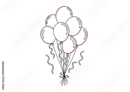 Festive balloon bunch with ribbons, perfect for celebrations and parties