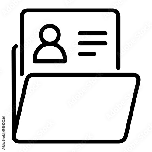 Line icon representing a resume or CV document inside a folder for organized candidate application tracking