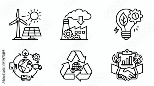 Green Energy and Sustainability Icon Set.