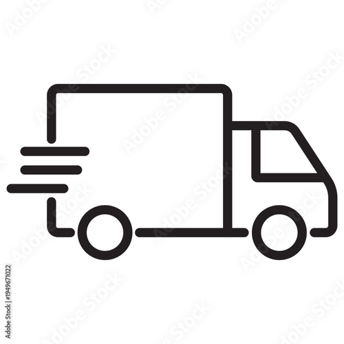 Fast delivery truck icon with speed lines indicating rapid transportation and shipment services