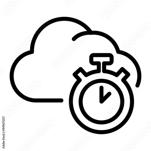 Vector illustration of a cloud with a stopwatch symbol representing network latency and response time