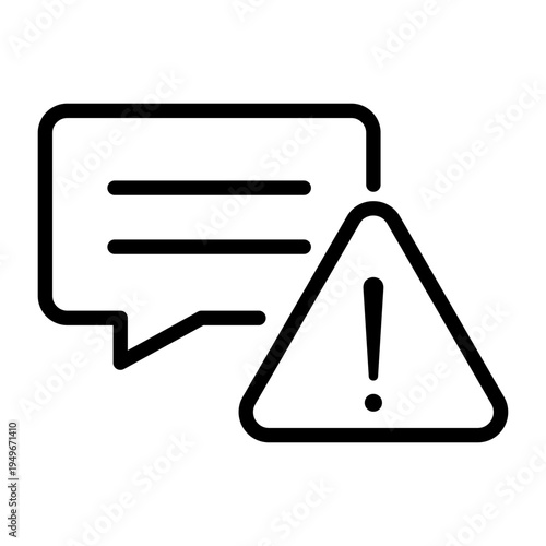 Speech bubble with a warning sign representing conflict resolution and support issues