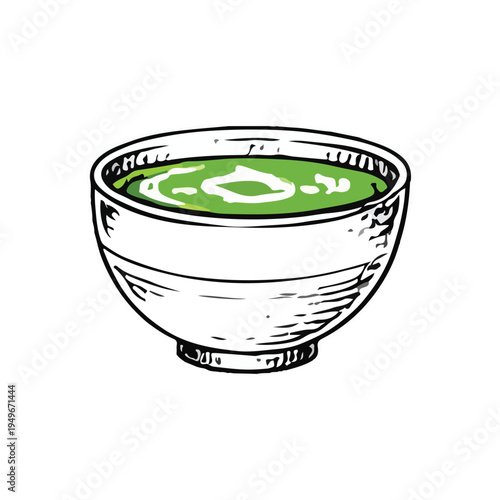 Matcha drink doodles ceremonial element design