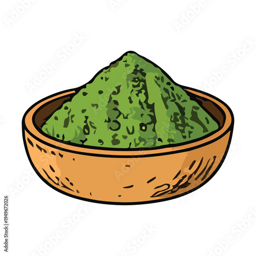 matcha powder illustration food. japanese food