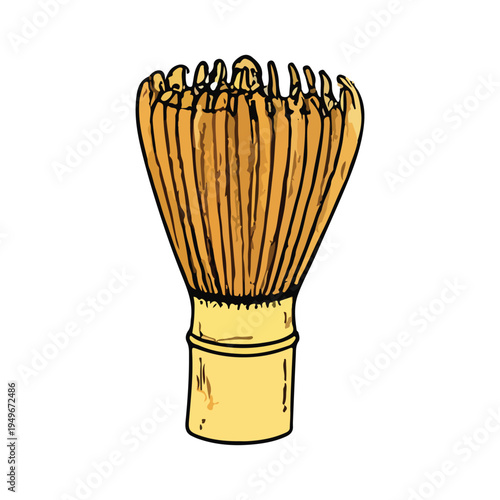 Hands whisking matcha tea vector illustration design