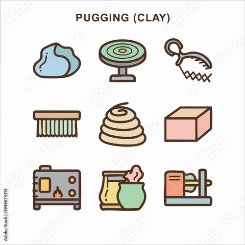 Clay Pugging Studio Process With Pug Mill.