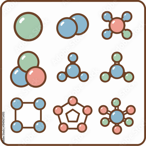 Molecule cluster structure illustration chemical molecules.