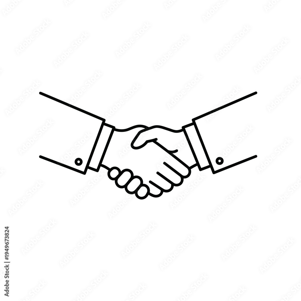 Fototapeta premium Business handshake line icon partnership and agreement symbol.