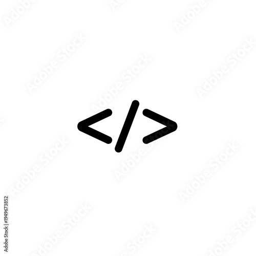 Code symbol representing programming and web development concepts for software creation.
