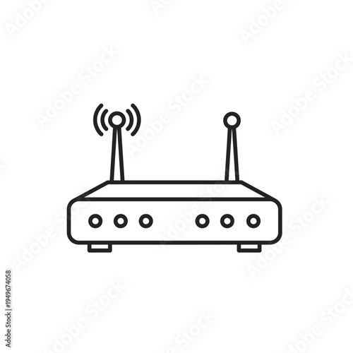 Line Art Illustration of a Wireless Router with Antennas.
