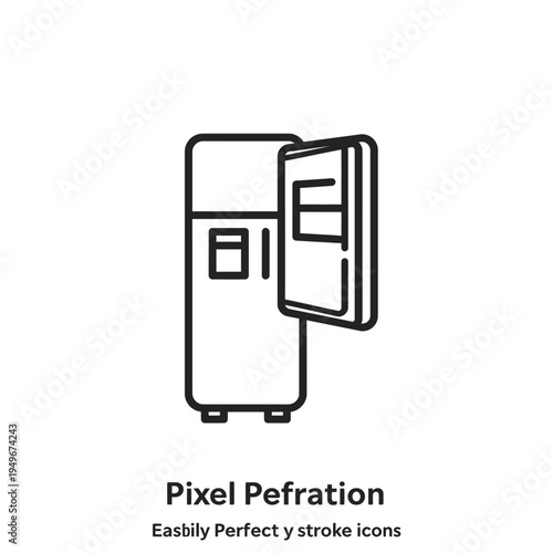 Refrigerator with open door showing interior compartments and shelves.