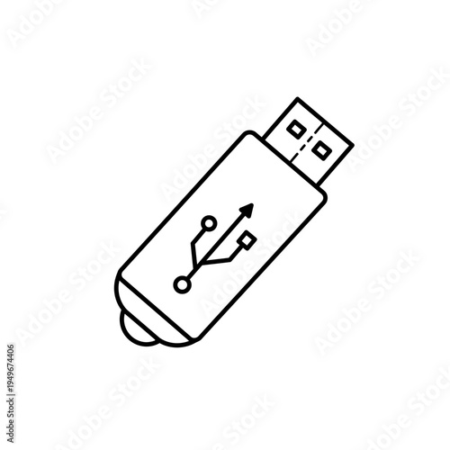Simple Line Art Drawing of a USB Flash Drive.