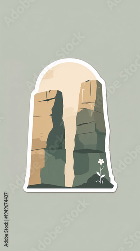 Creative Petra canyon rock sticker illustration art travel aesthetic design in dark blue and purple color wallpaper background