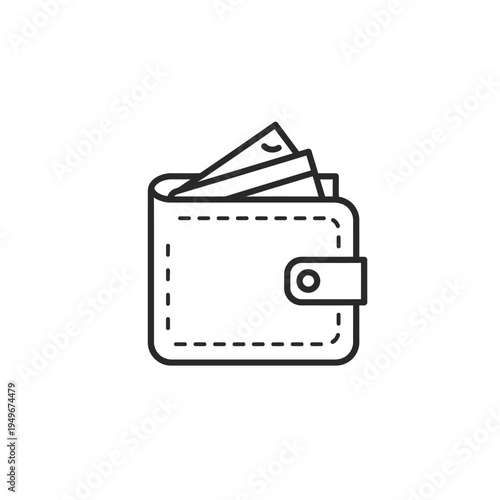 Simple wallet icon with cash and cards ready for transactions and payments.