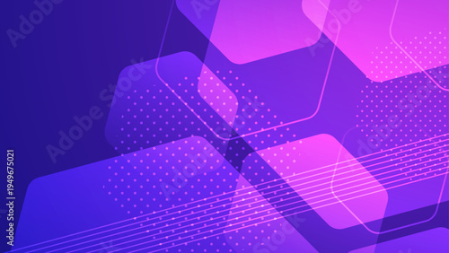 Sophisticated dark blue background with purple hexagonal shapes and technical grid line details