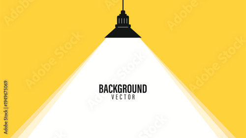 Bright spotlight shines against warm yellow background. Clean design highlights focus and attention. Modern minimalism suits presentations or advertising. Versatile for branding, marketing