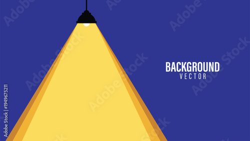 Yellow spotlight shines down from a black fixture. Deep blue background provides strong contrast. Clean lines define geometric shapes. White text reads "BACKGROUND VECTOR" on right