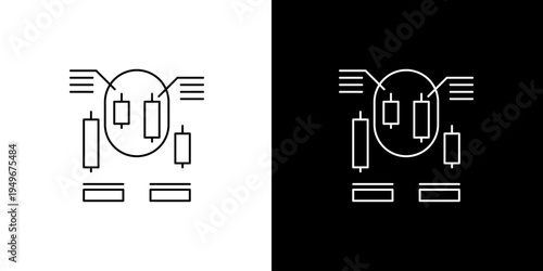 Minimalist line art illustration of a financial candlestick chart, perfect for visualizing stock market trends, investment data, and business analytics
