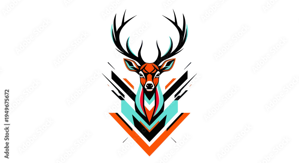 Fototapeta premium Geometric deer illustration graphic design for creative conceptual projects