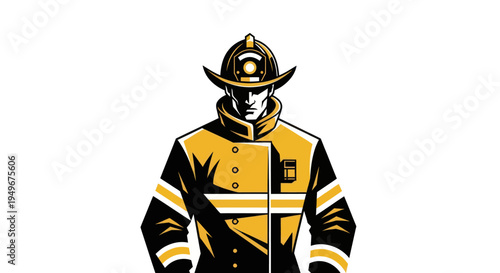 Firefighter in uniform vector illustration for safety and emergency concepts