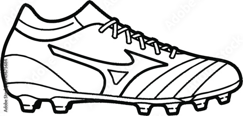Soccer cleat shoe illustration with studs and athletic design for football equipment and professional sports gear shop