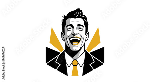 Joyful man laughing illustration for business and conceptual design