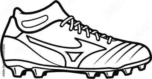 Professional soccer cleat vector illustration with detailed laces and traction studs for athletic footwear advertising