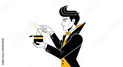 Magician performing card trick illustration of entertainment and illusion