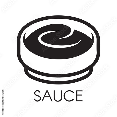 Plate with sauce flat icon. Logo for various recipes, cookbooks, culinary sites and other projects. Vector illustration