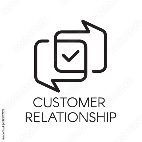 Customer relationship graphic icon. Overlapping dialog bubbles and positive concept tick sign. Satisfaction from cooperation business label. Interface logo for mobile apps, sites, instant messengers