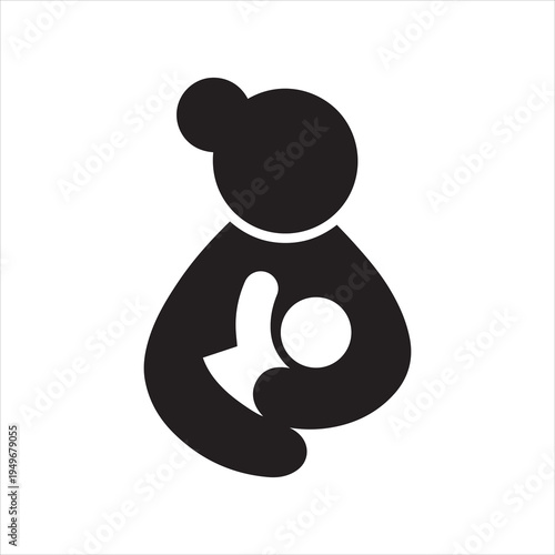  Woman breastfeeding her child icon design. Mother and Child pictogram. Flat style, vector illustration isolated on white background.