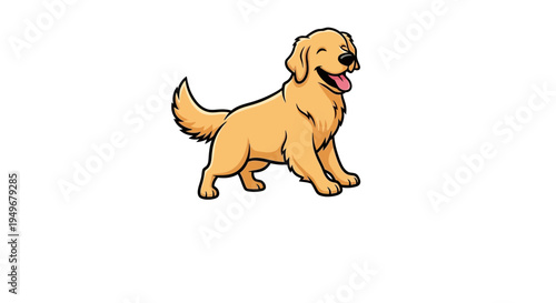 happy golden retriever dog cartoon standing friendly pet illustration