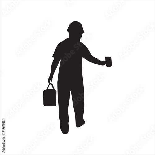 painter silhouettes vector icon on white background.