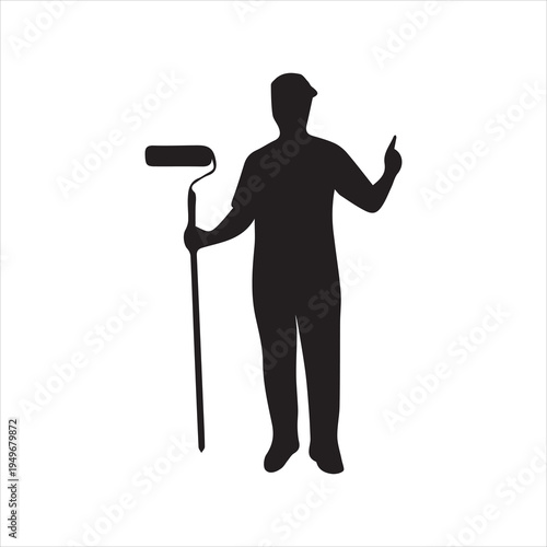 painter silhouettes vector icon on white background.