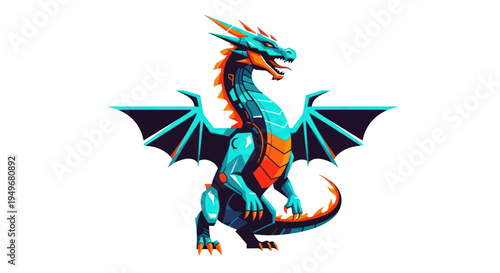 Stylized dragon illustration on white background for commercial use